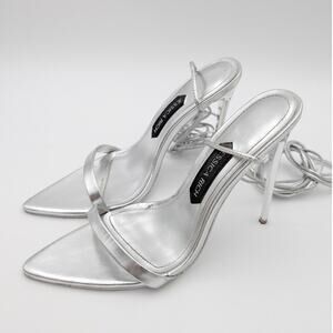 Jessica Rich Wrap Tie Ankle Stiletto Sandals Women's Silver Size US7.5 EU38
